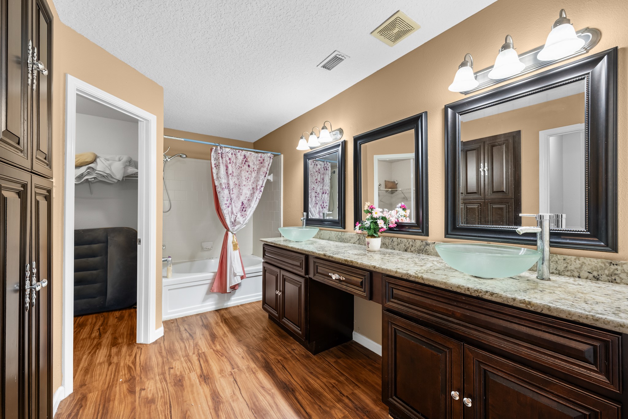 7442 County Road 42 Rosharon, TX 77583 - Photo 34 of 43 a bathroom with a granite countertop sink and a mirror