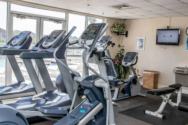 a view of a room with gym equipment