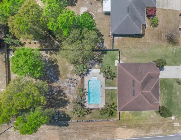 an aerial view of a house