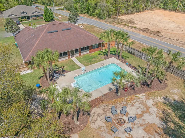 a view of a city with an outdoor space