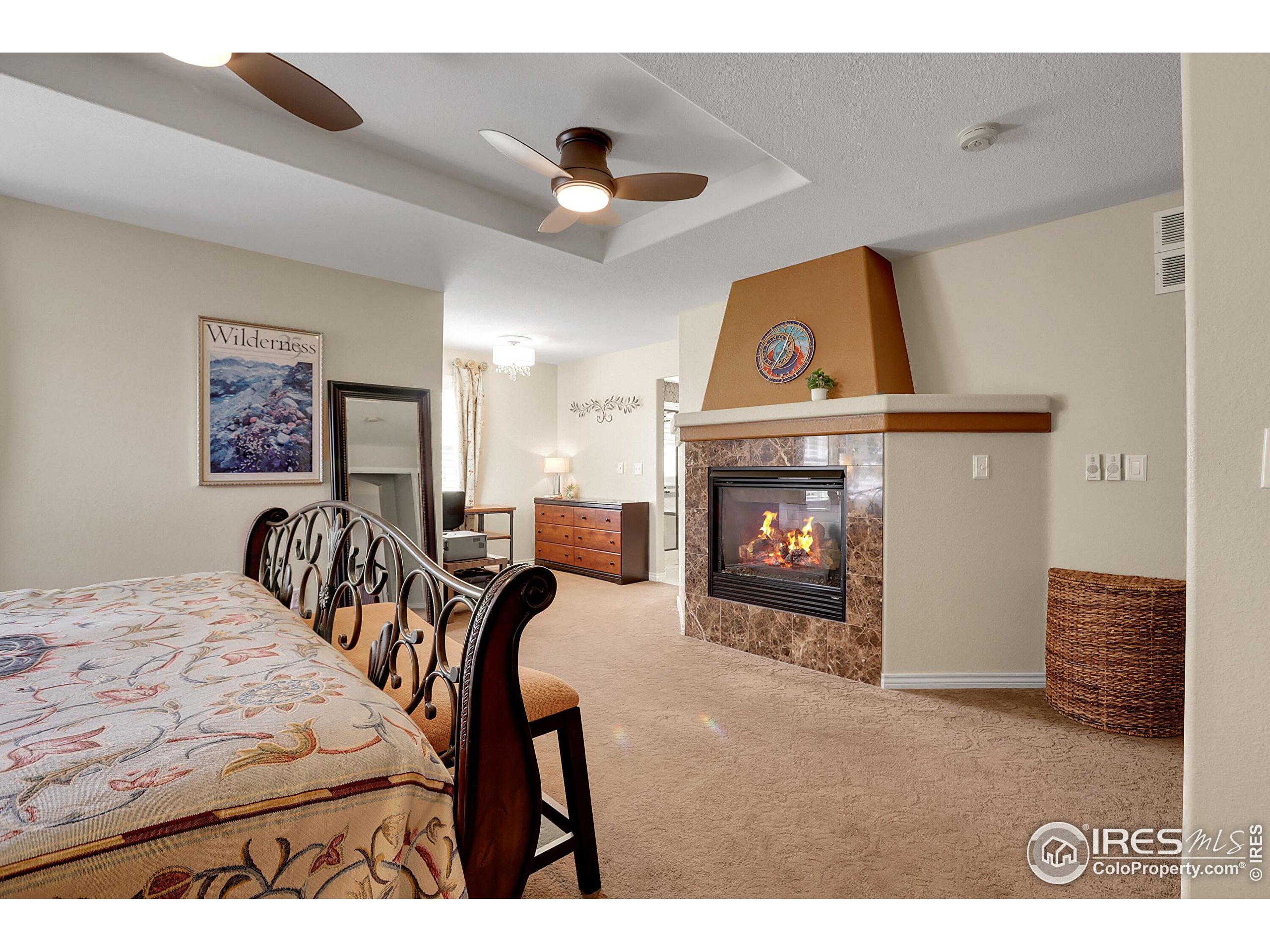 112 Austin Avenue Erie, CO 80516 - Photo 26 of 44 a bedroom with furniture and a fireplace