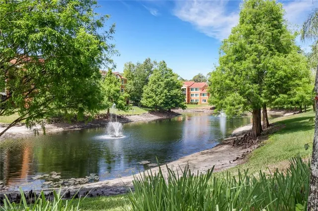 a view of a garden with plants and a lake view