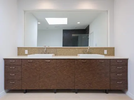a view of room with cabinets