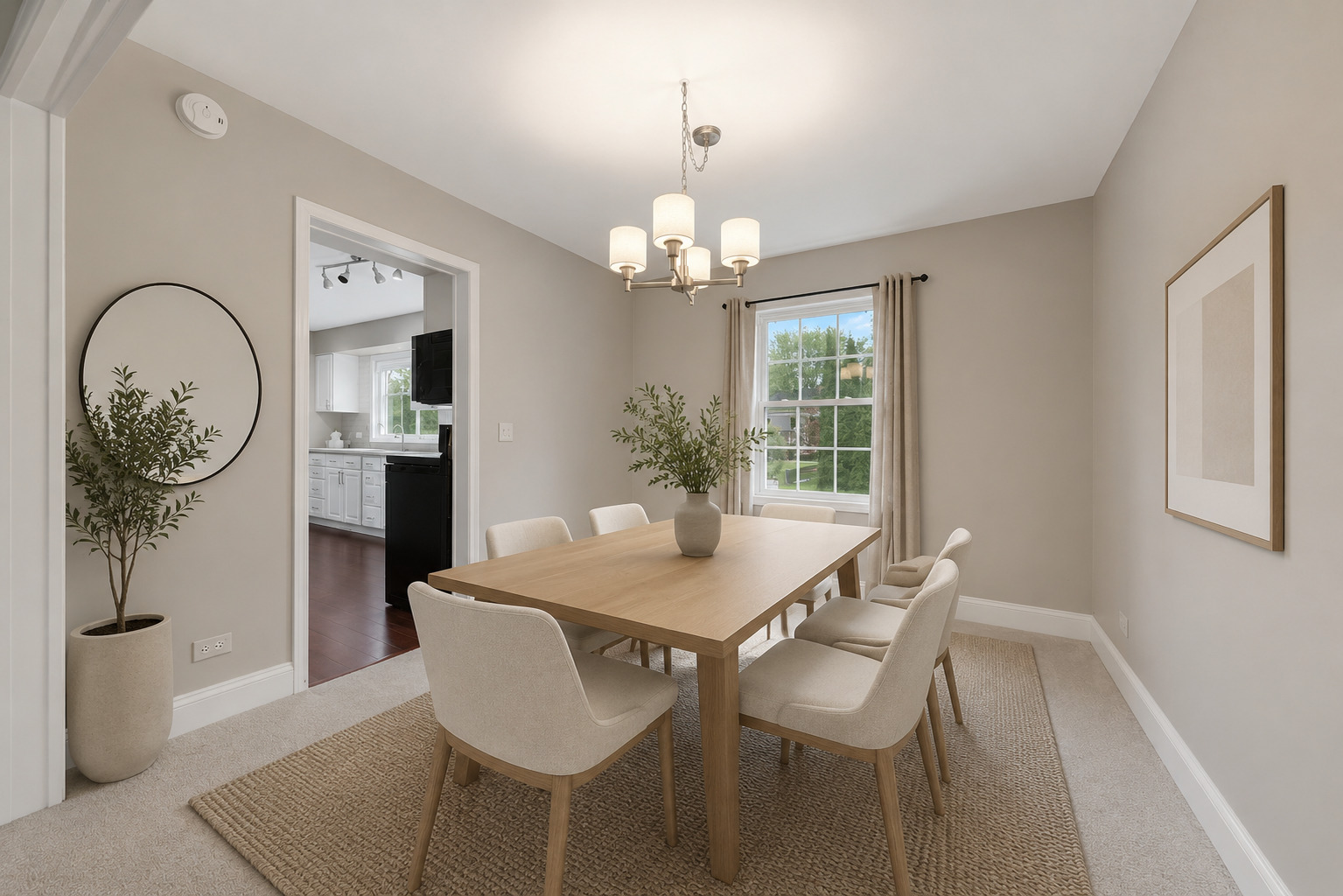 4977 Prairie Oak Road Gurnee, IL 60031 - Photo 7 of 26 a dining room with wooden floor a chandelier a wooden table and chairs