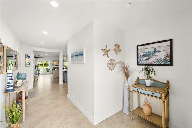 a view of a hallway with workspace