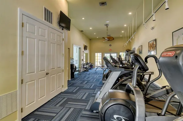 a view of a room with gym equipment