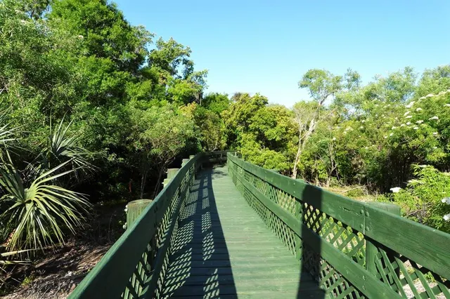 a view of a wooden bridge