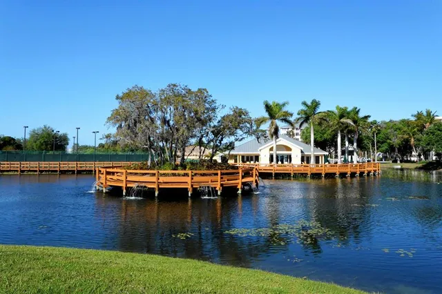 a view of a lake with houses