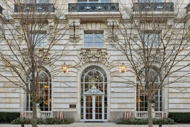 a view of a building with large windows
