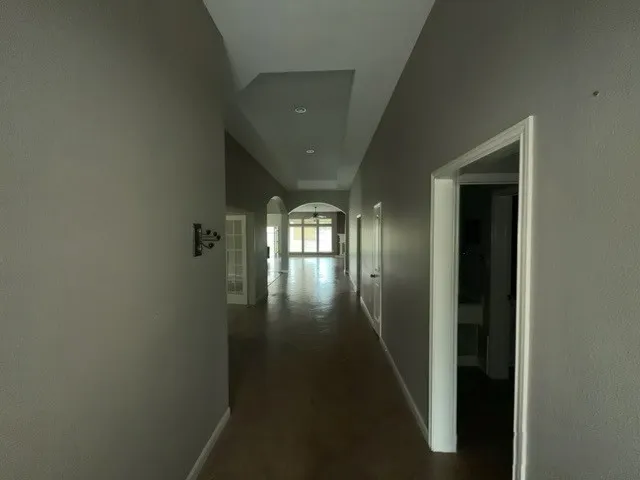 an empty room with windows