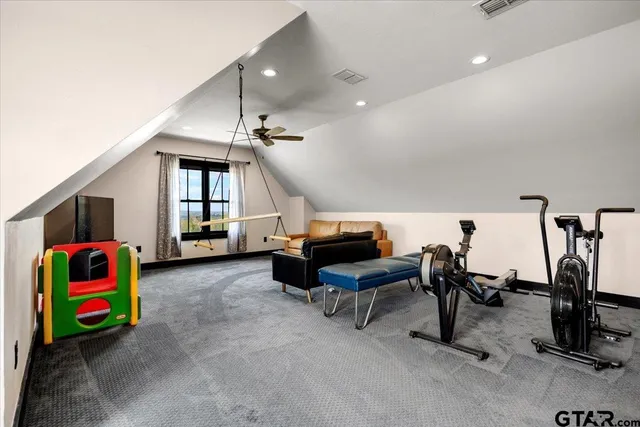 a view of a yard with an ocean