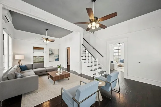 a living room with furniture