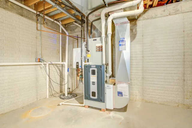a view of a room with wooden walls