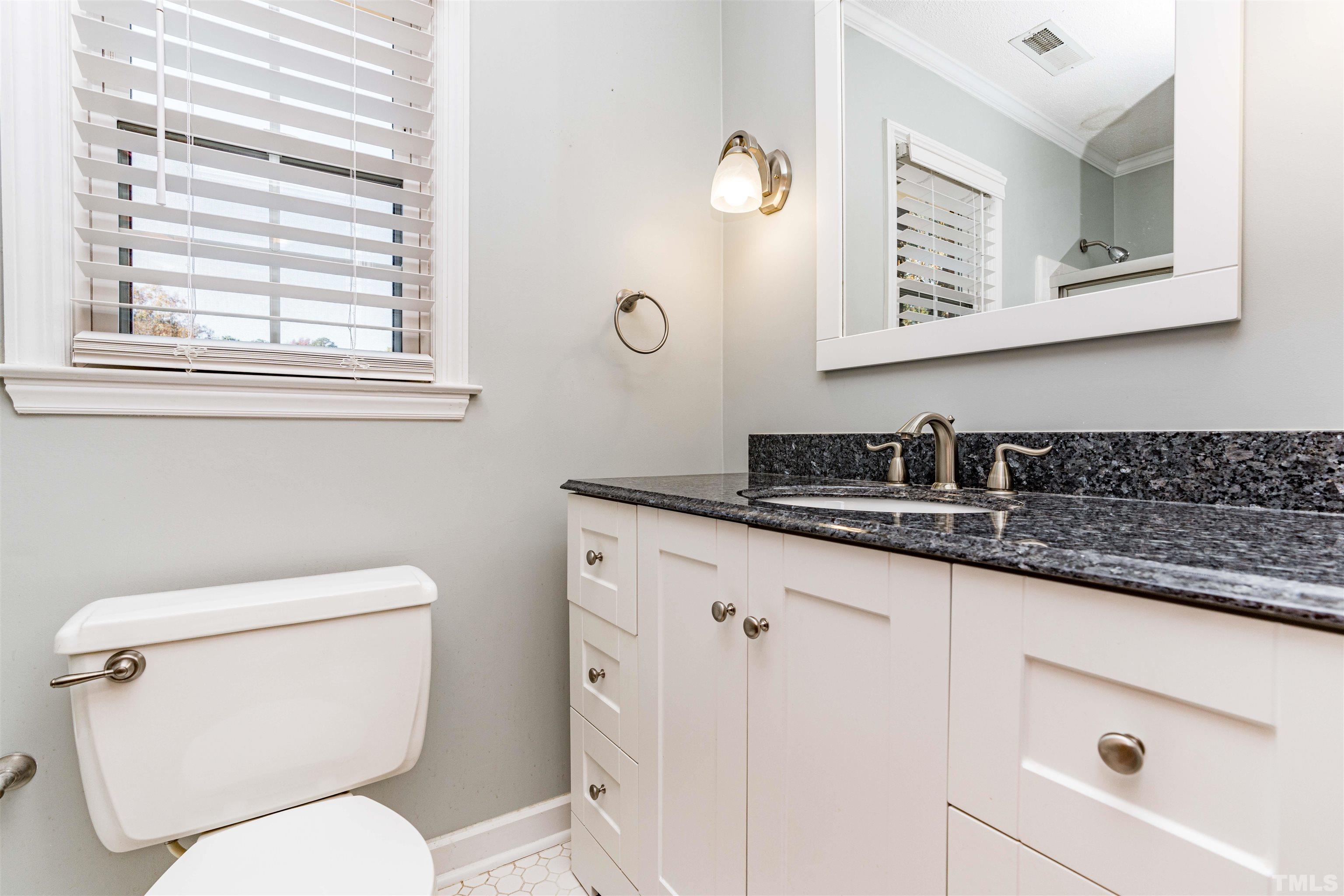 103 Marilyn Circle Cary, NC 27513 - Photo 40 of 64 a bathroom with a toilet a sink and mirror