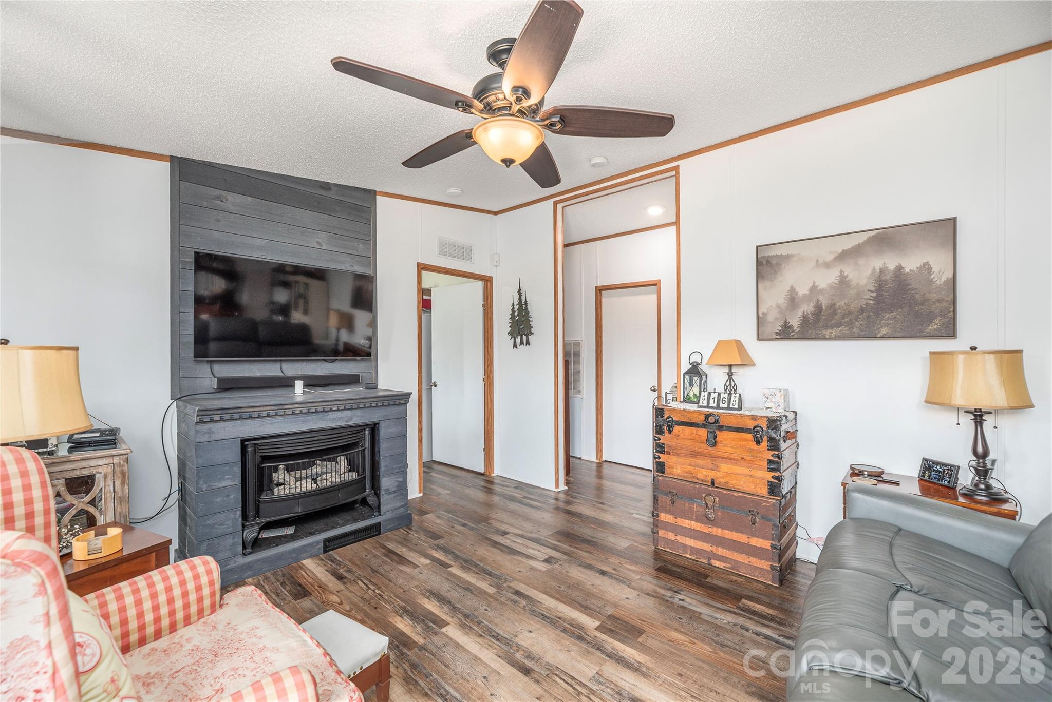 40 Farmstead Road Leicester, NC 28748 - Photo 3 of 29 a living room with furniture a flat screen tv and a fireplace