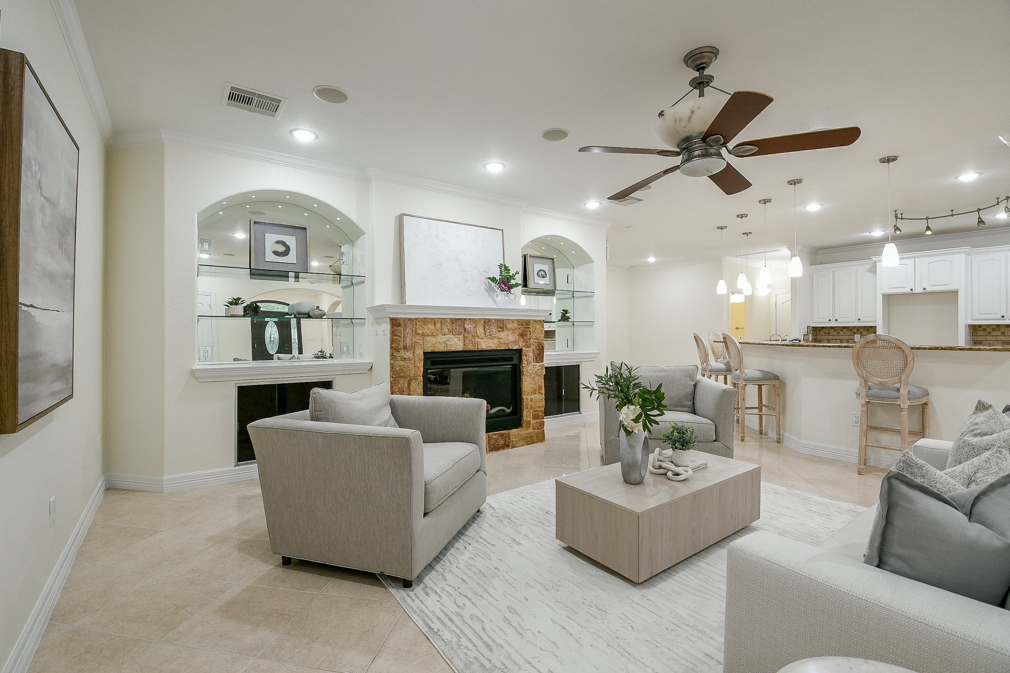 404 Moss Street Houston, TX 77009 - Photo 40 of 40 a living room with furniture and a fireplace