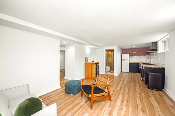 a bed room with a bed and furniture