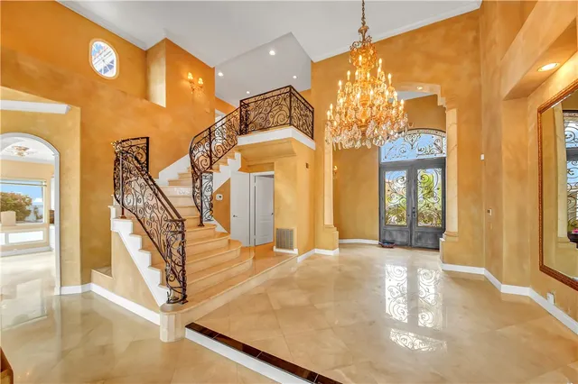 a view of a living room with a chandelier