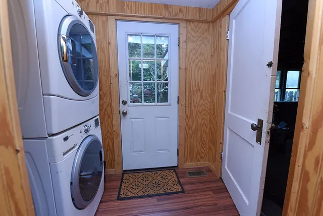 a utility room with dryer and washer
