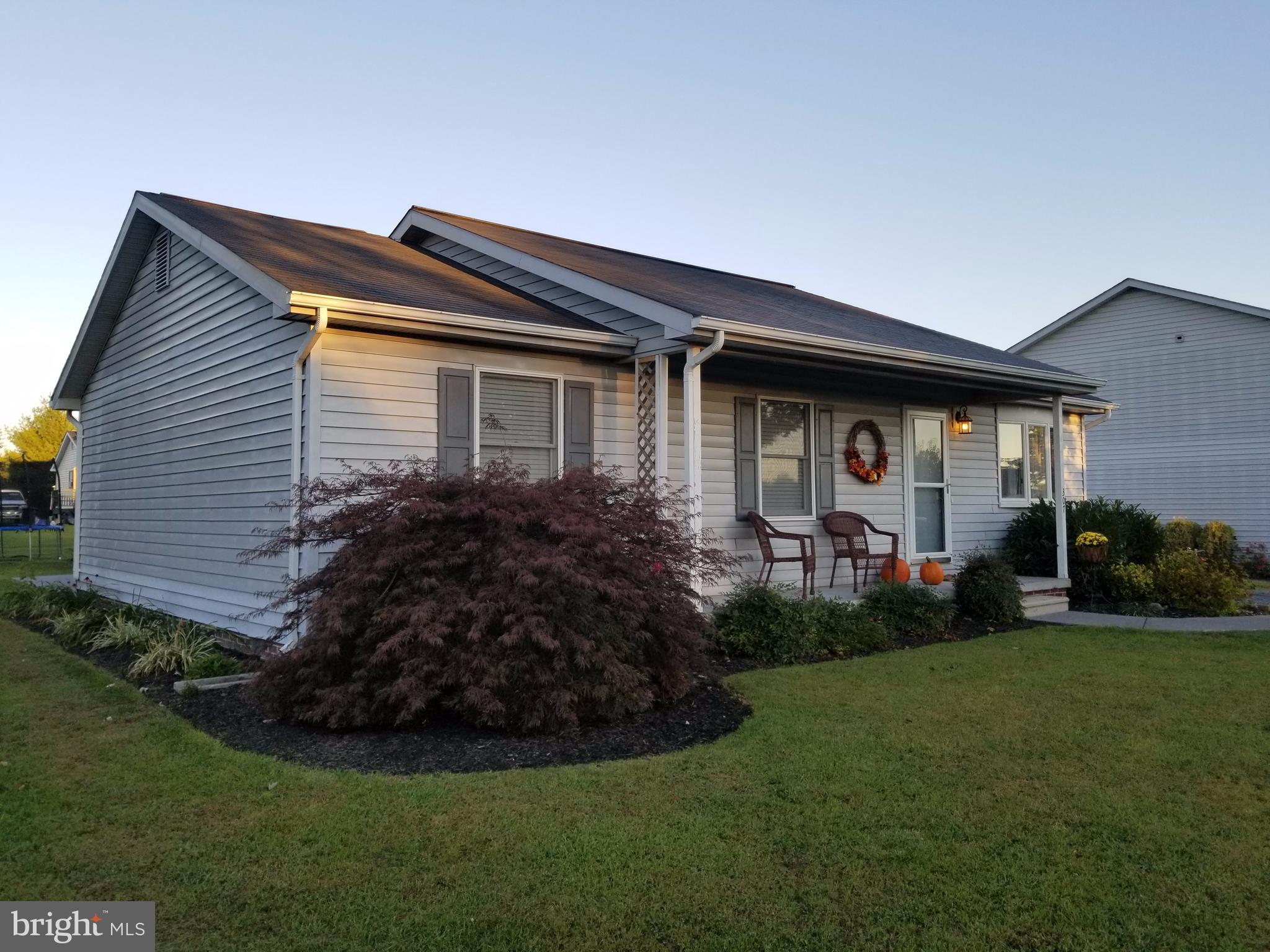 a front view of house with a garden