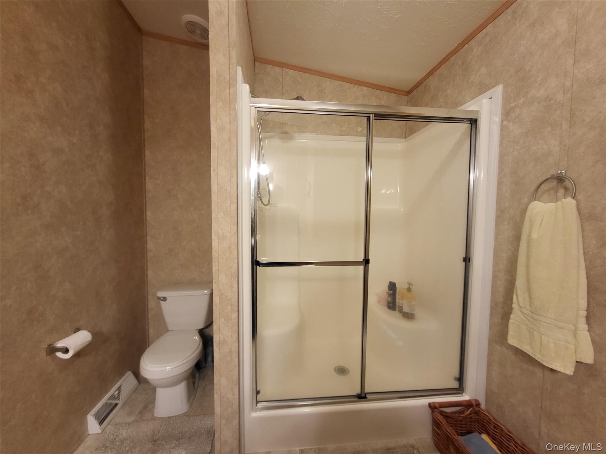 308 William Brown Road Fremont, NY 12741 - Photo 20 of 33 a bathroom with a granite countertop shower and a toilet