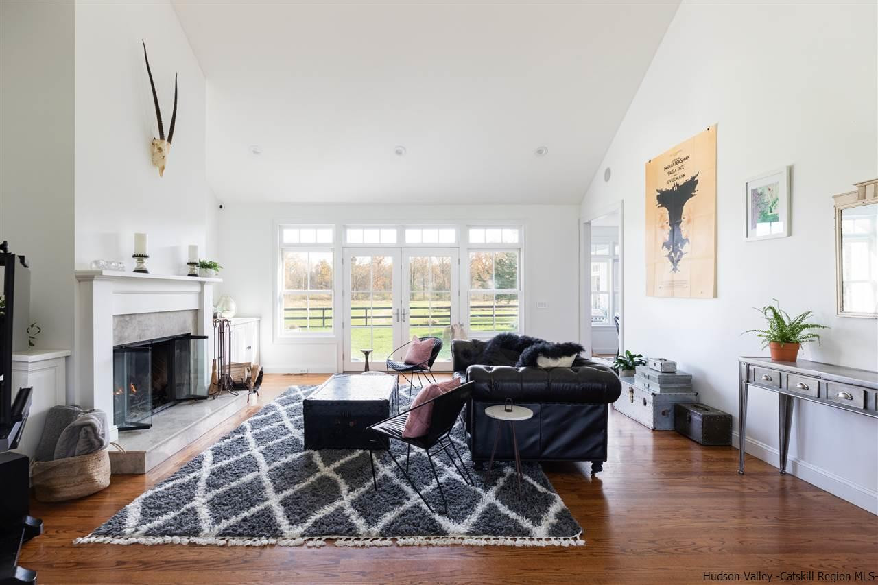 383 Pine Bush Road Stone Ridge, NY 12484 - Photo 5 of 35 a living room with furniture or outdoor view and a fireplace