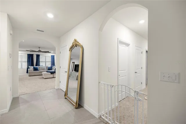 a view of a living room and a bathroom