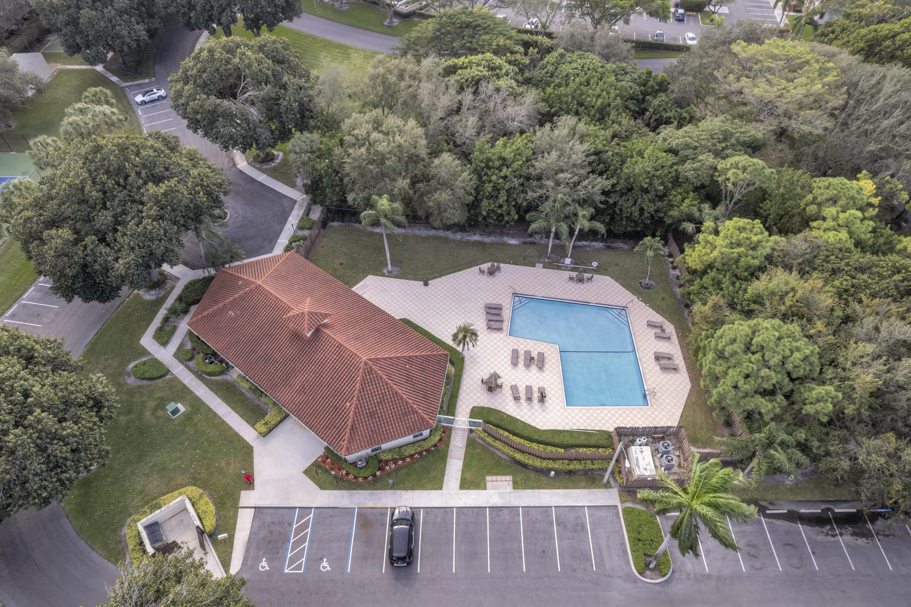 2800 Palmwood Terrace, Unit 2190 Boca Raton, FL 33431 - Photo 40 of 42 an aerial view of house with pool outdoor seating and yard