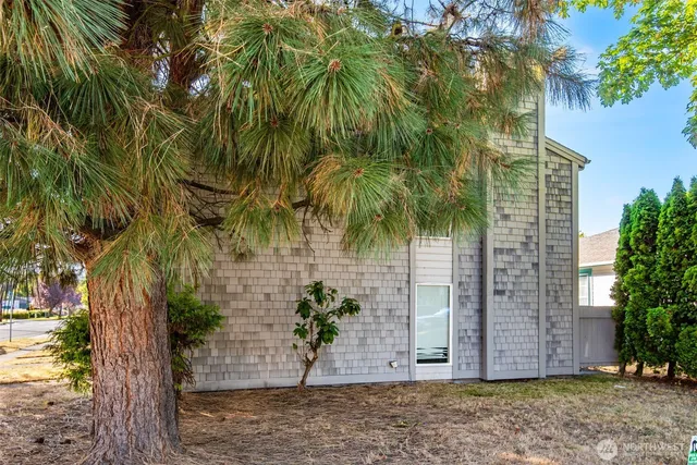an aerial view of a residential apartment building with entryway
