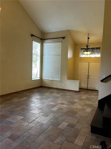 a view of a livingroom with a chandelier
