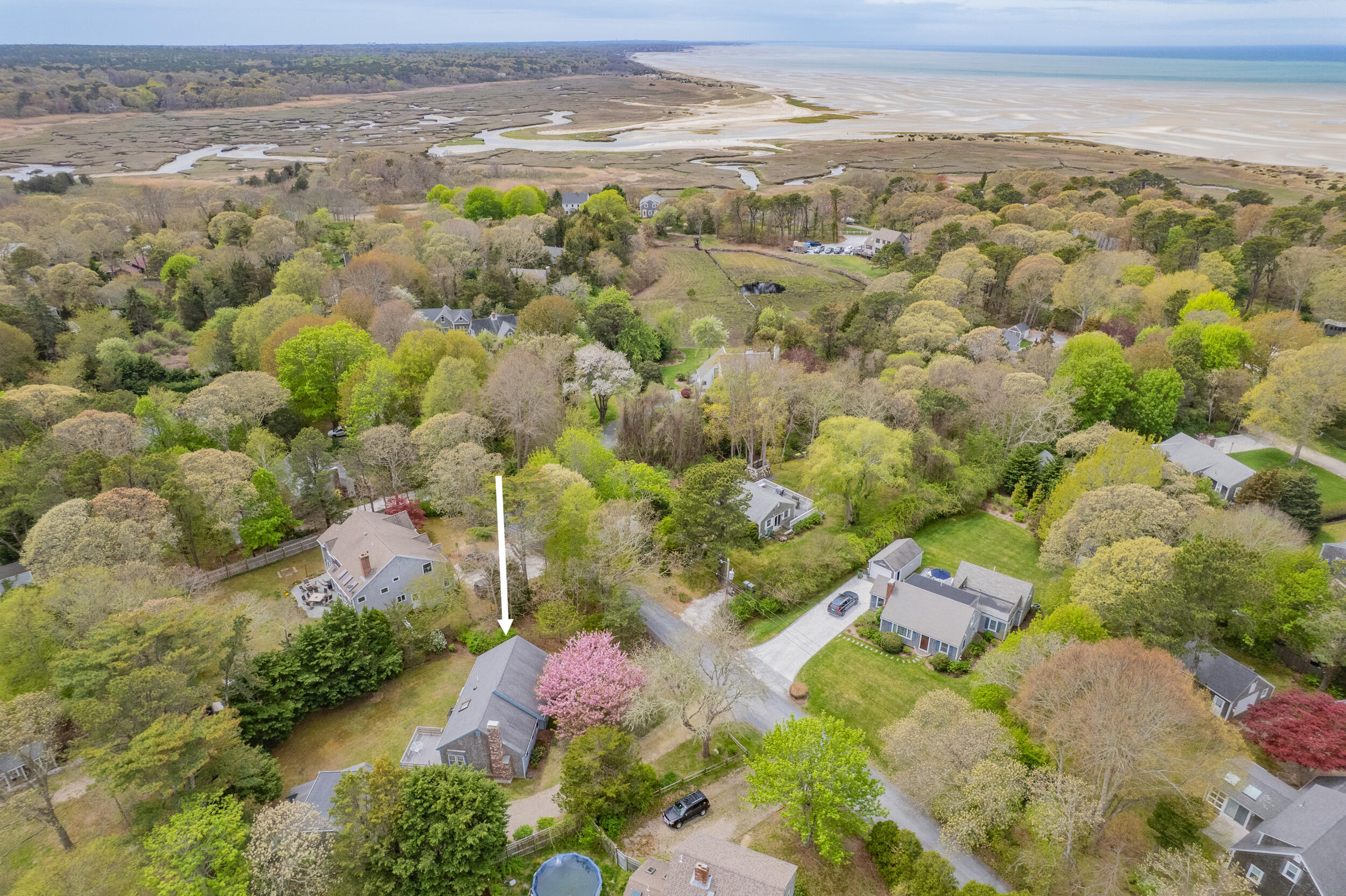 5 Blueberry Island Road Orleans, MA 02653 - Photo 33 of 39 an aerial view of a houses with a yard