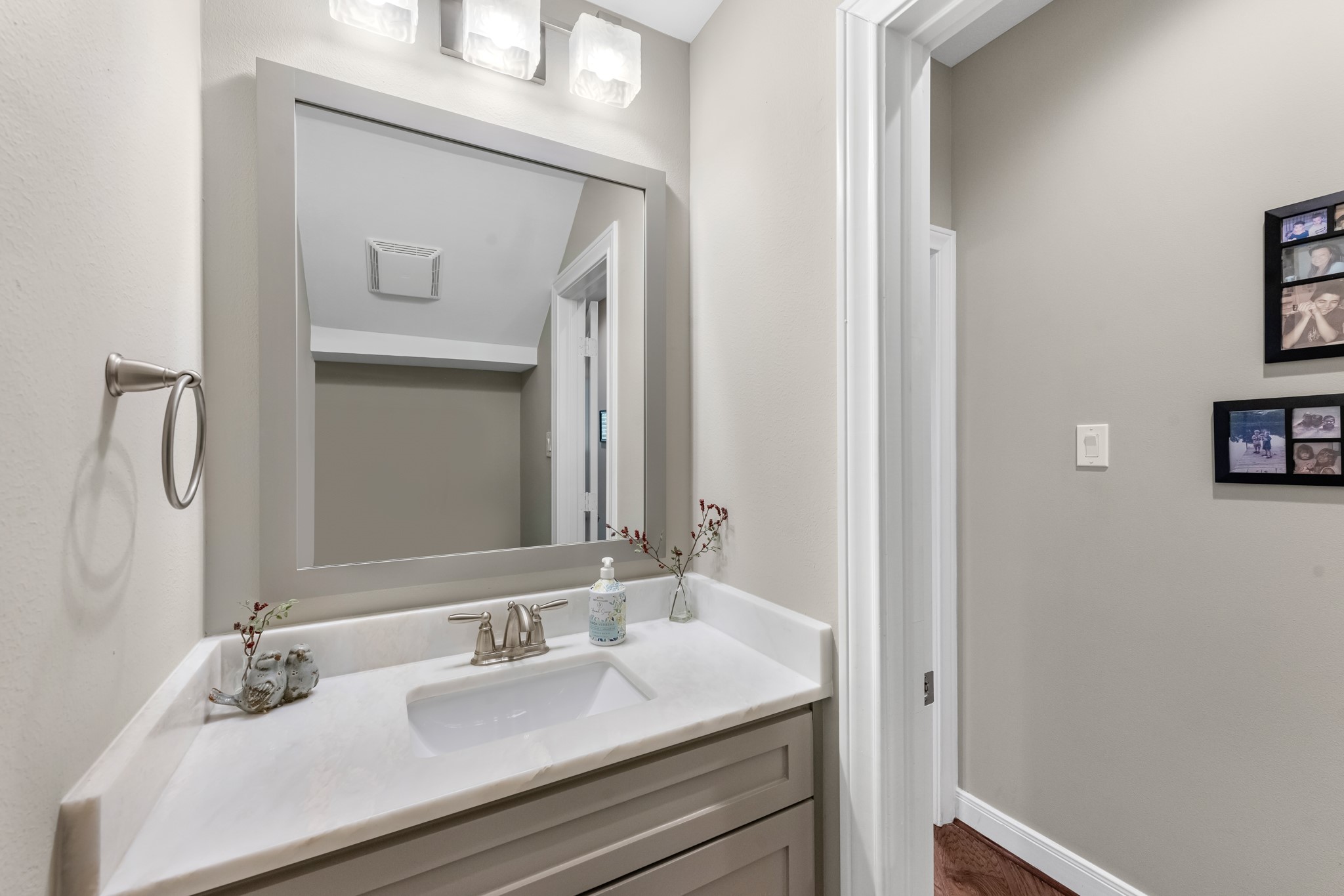 16207 Lafone Drive Spring, TX 77379 - Photo 15 of 49 a bathroom with a sink vanity and a mirror