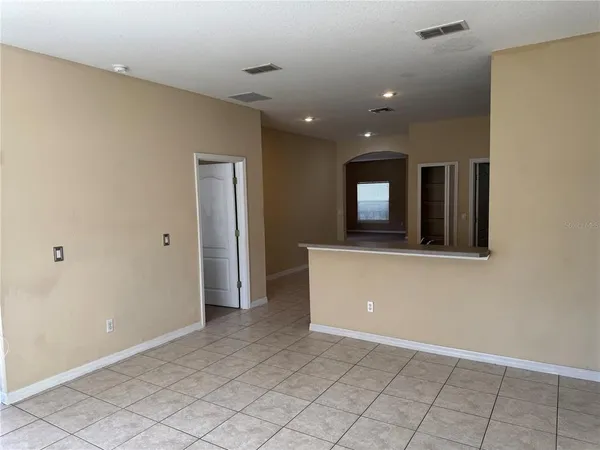 a living room with a large window