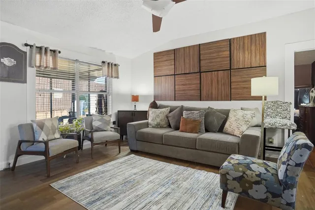 a living room with furniture