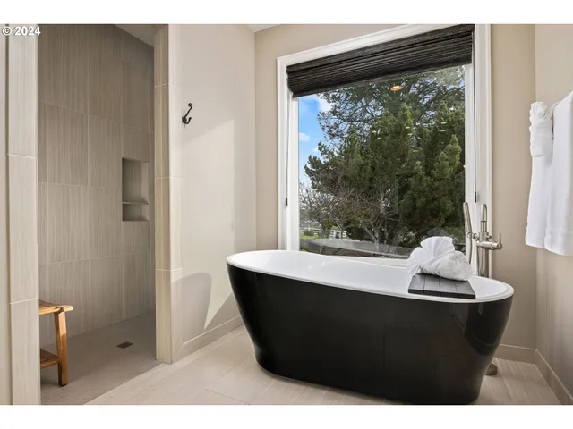 a room with a large window