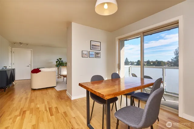 a workspace with furniture and wooden floor