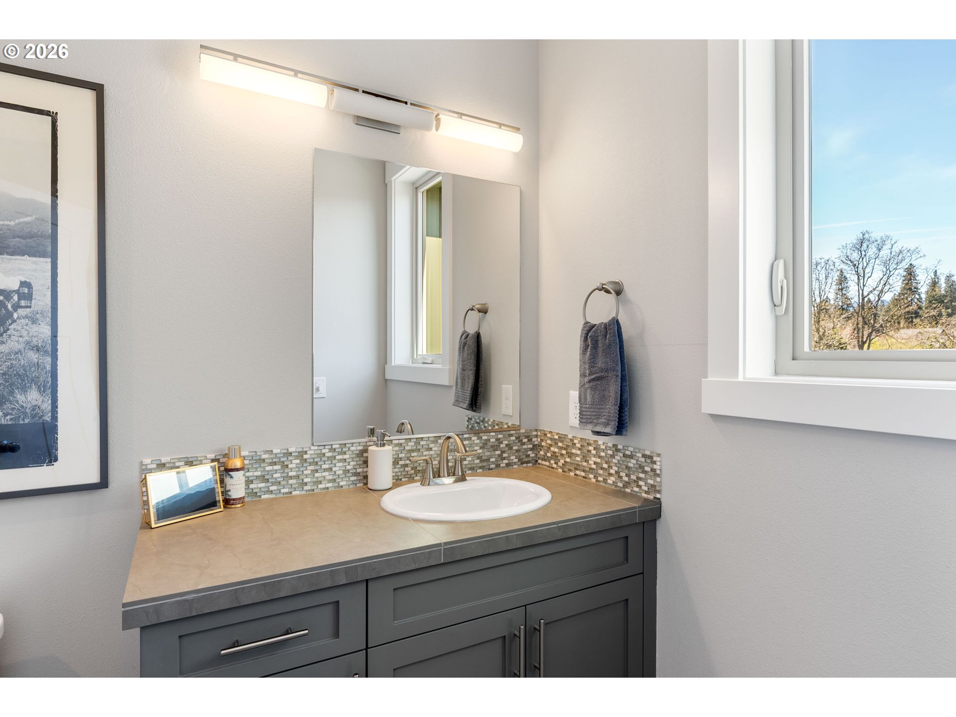 921 Goose Way Hood River, OR 97031 - Photo 31 of 44 a bathroom with a sink and a mirror