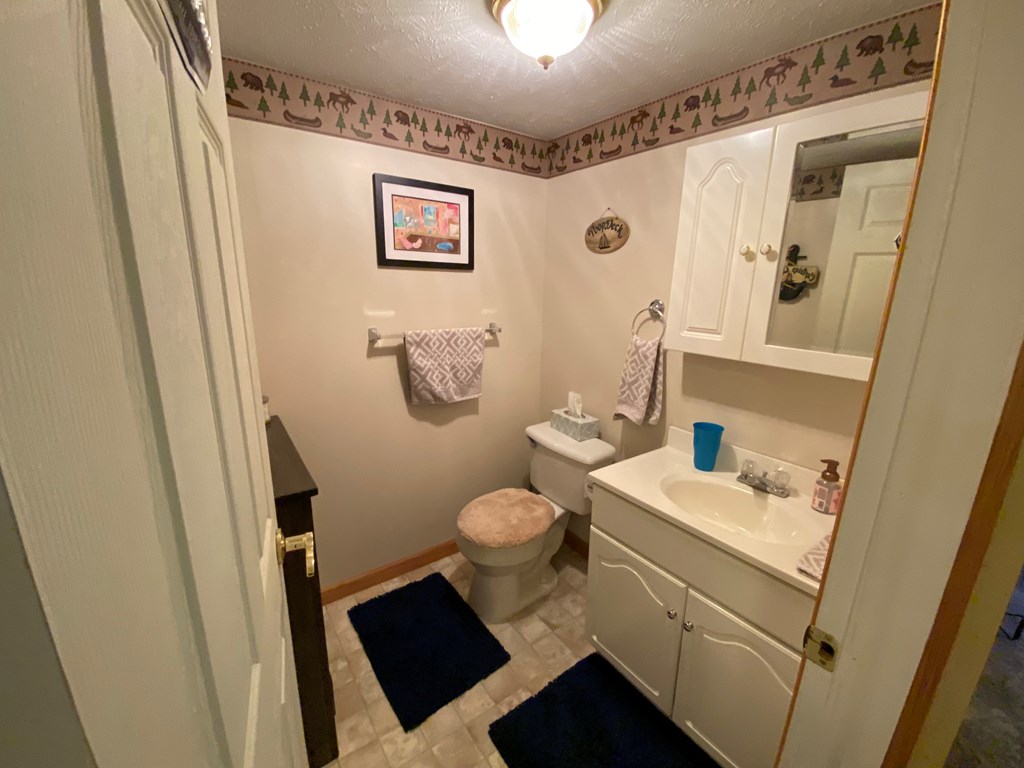 138 Center Church Road Polk, PA 16342 - Photo 40 of 64 a bathroom with a granite countertop sink toilet and a mirror