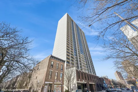 a view of a tall building