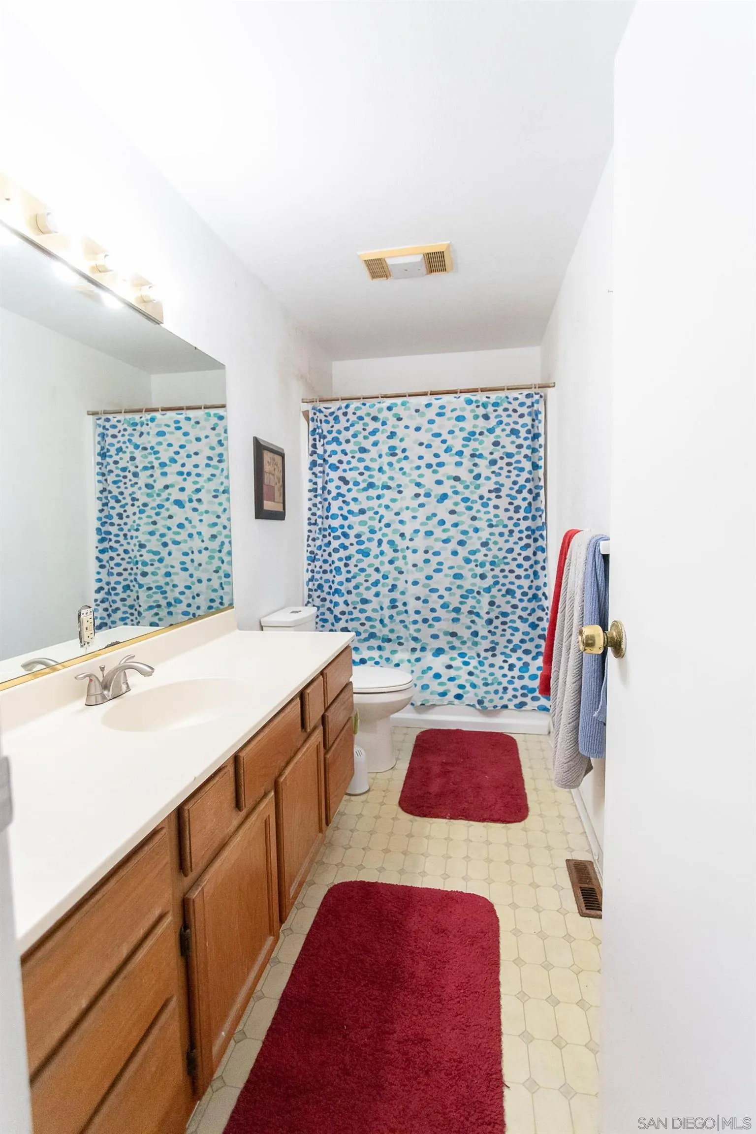9802 Eucalyptus Street Spring Valley, CA 91977 - Photo 19 of 40 a bathroom with a sink a toilet and shower