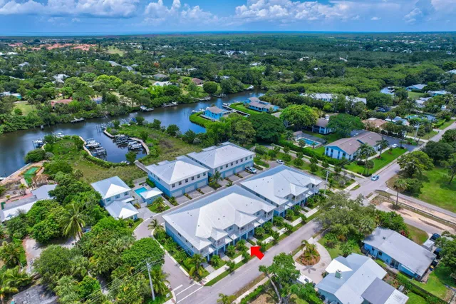 a view of a house with a yard and potted plants