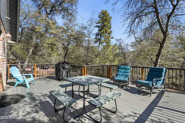 an outdoor space with furniture