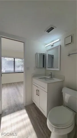 a bathroom with a sink toilet and vanity
