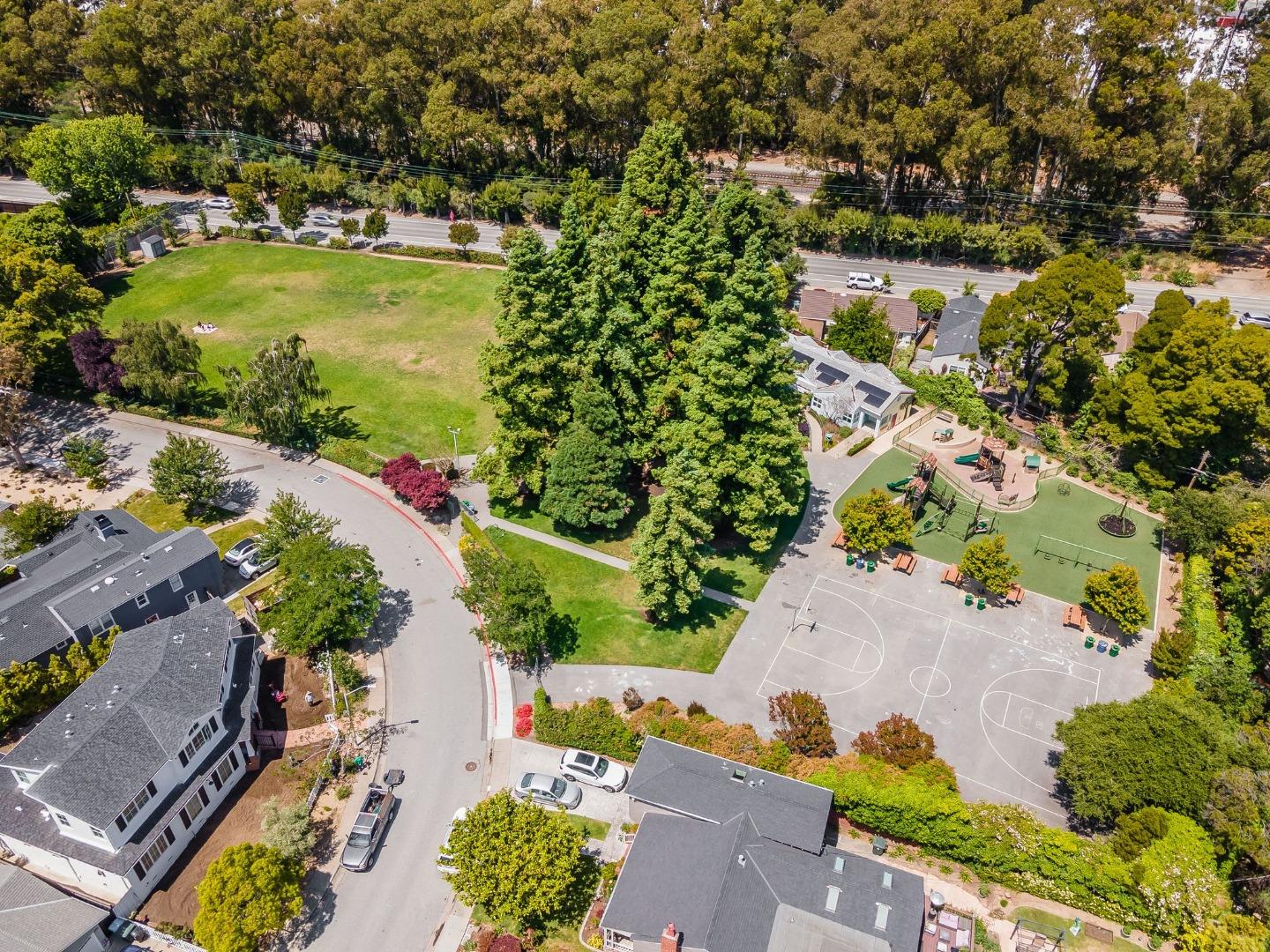 1127 Eastmoor Road Burlingame, CA 94010 - Photo 55 of 58 an aerial view of a houses with a lake view