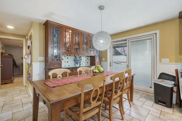 a view of a dining room and livingroom view