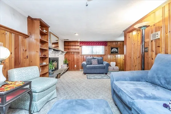 a living room with furniture and a couch