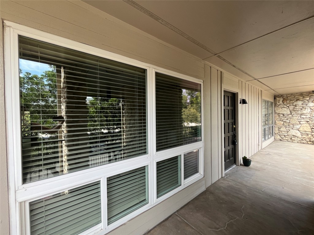 a view of a balcony and a stove