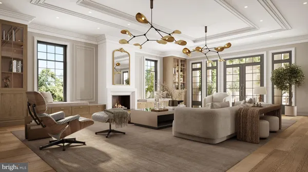 a living room with furniture large window and flat screen tv