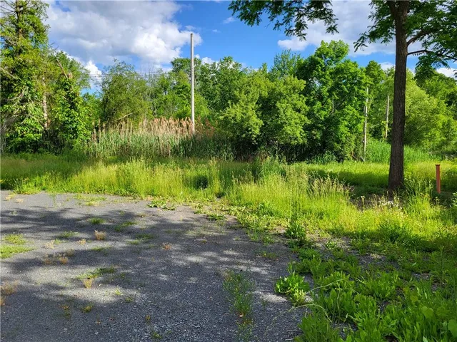 a view of a street with a yard