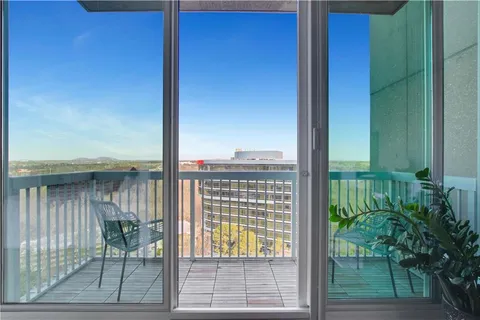 a view of balcony with chair